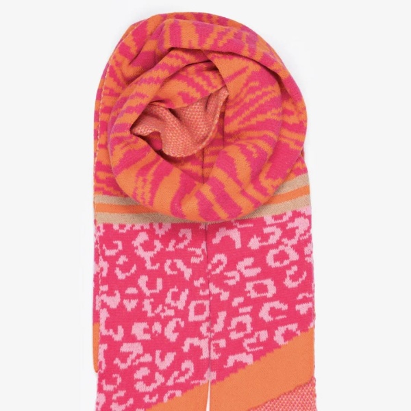 Animal Print Scarf - Orange & Pink